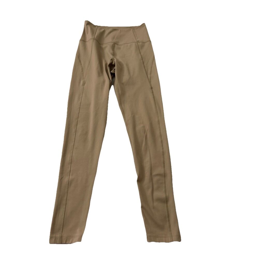 Girlfriend Collective Leggings Womens Small Tan High Rise‎ Side Pockets Gym Yoga